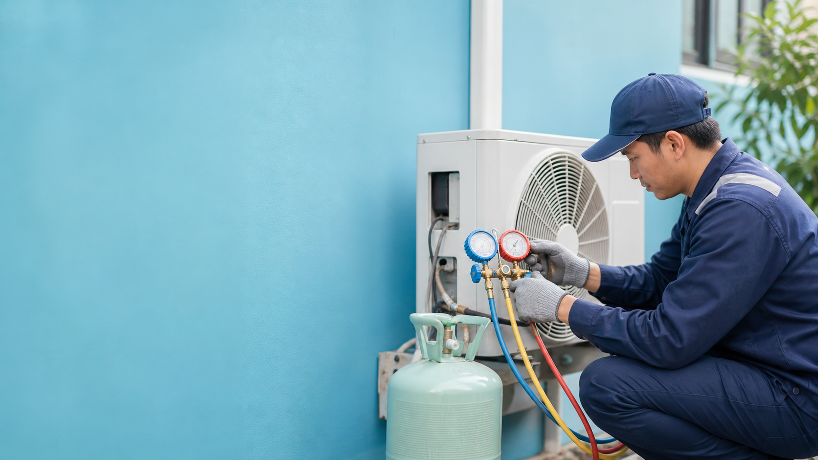 Teknisi Master Cool Teknik menangani Tambah Freon AC