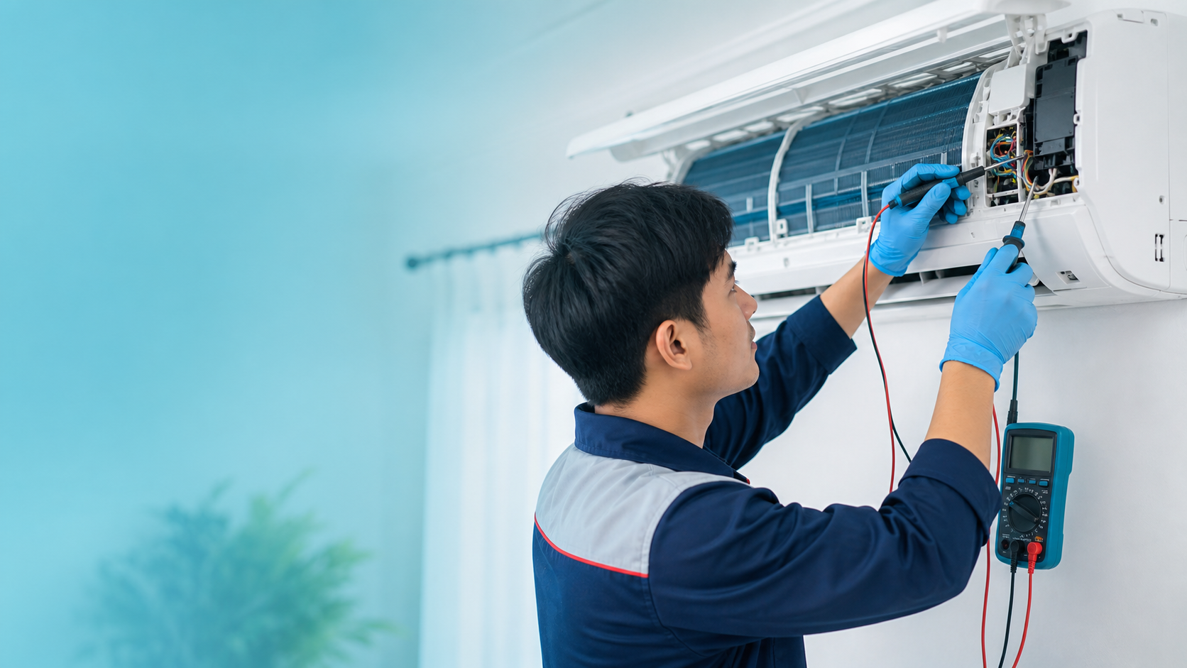 Teknisi Master Cool Teknik menangani Ganti Capasitor