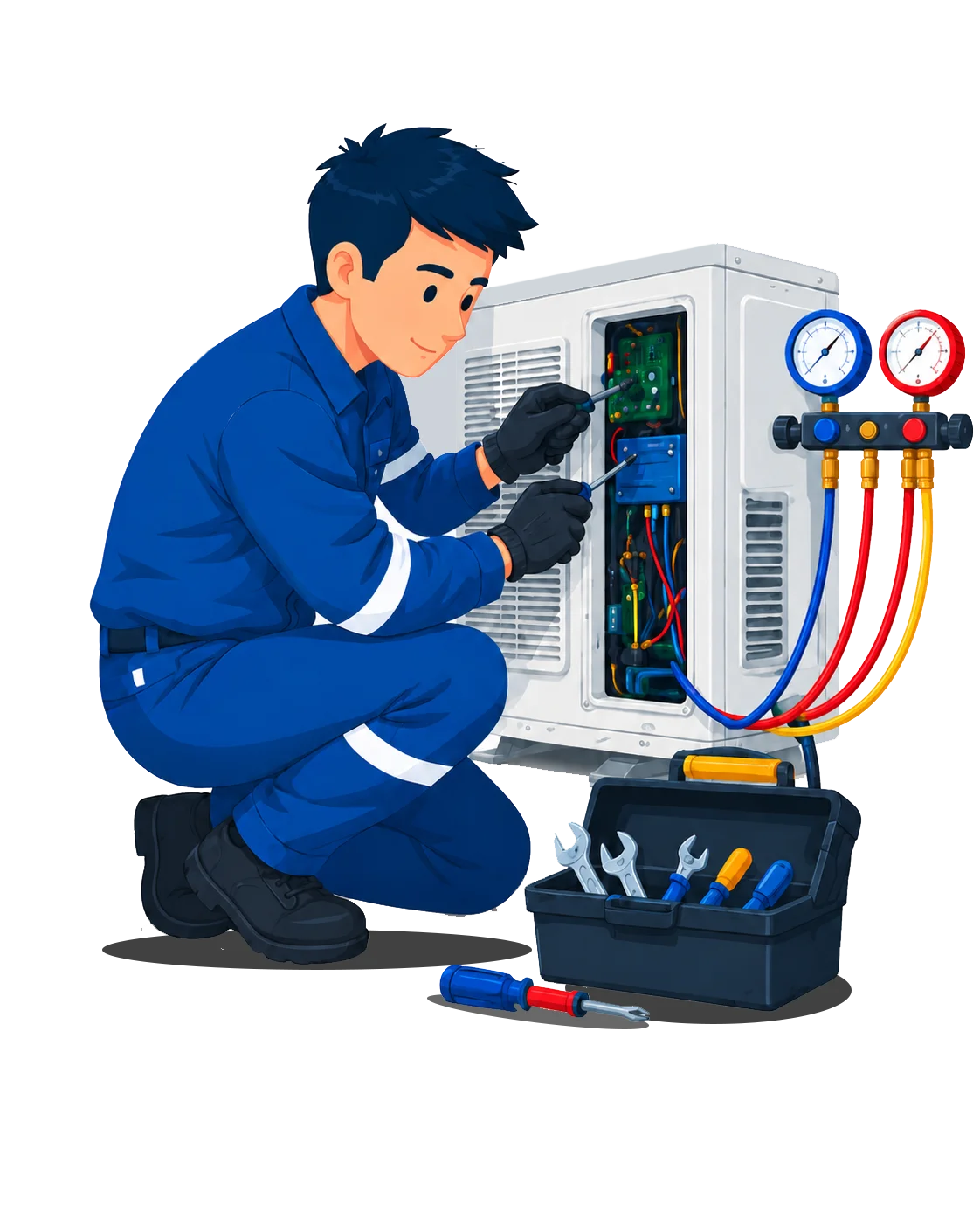 Teknisi Master Cool Teknik memperbaiki AC